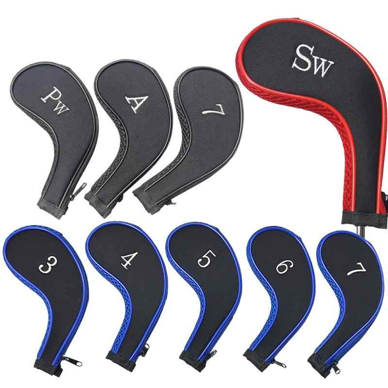 ゴルフ ヘッドカバー ジッパー式 アイアンカバー ロングネック 数字付き 10個セット ネオプレン素材 伸..