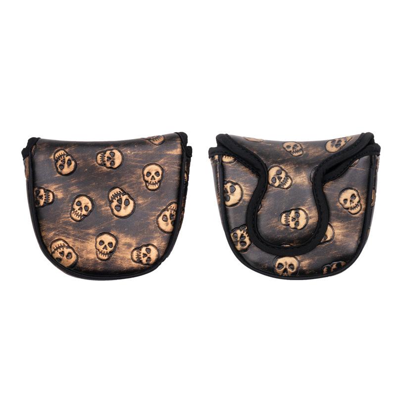 ゴルフ マレット型 パターカバー PUレザー素材 上質刺繍 耐久性 軽量 撥水加工 クラブヘッド 保護 傷防止 衝撃吸収(x2)