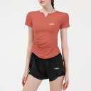 ヨガウェア レディース 速乾 ストレッチ トレーニング フィットネス ジム向け 半袖Tシャツ クロップド丈 ストレートパンツ セットアップ(x2)