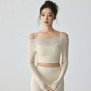 ヨガウェア レディース 高級感 長袖 メッシュ カップ付き ピラティス トレーニング ジム スポーツ フィットネス ウェア トップス 秋冬用 伸縮性 通気性(x...