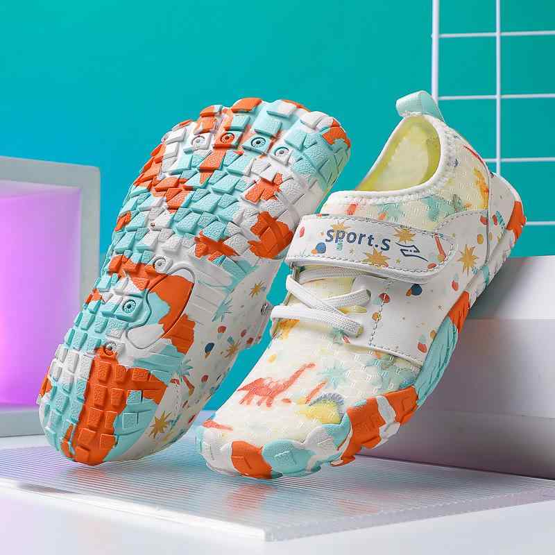 ウォーターシューズ キッズ 男女兼用 水陸両用 滑り止め 厚底 耐切創 通気性 速乾 アウトドア 川遊び 海水浴 ビーチ 沢登り マジックテープ 子供用(x2)