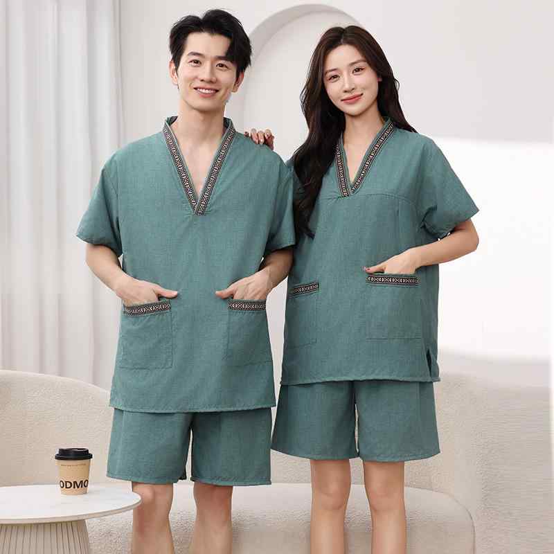 ルームウェア メンズ レディース 男女兼用 カップル ペア 浴衣 セット パジャマ バスローブ スパウェア サウナ服 ゆったり 大きいサイズ 高級感 薄手 吸汗速乾 春夏 刺繍入り ポリエステル綿混