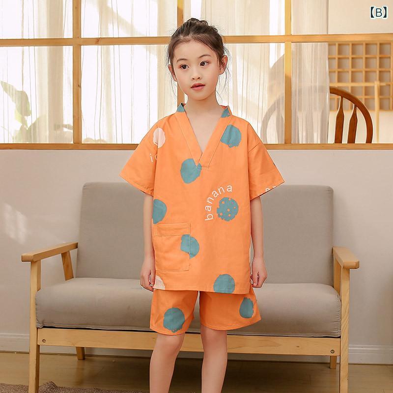 パジャマ キッズ 男の子 女の子 コットン 綿100% 肌に優しい 吸汗速乾 バスローブ 湯上り着 サウナウェア 部屋着 ルームウェア 夏用 キャラクター柄 かわいい