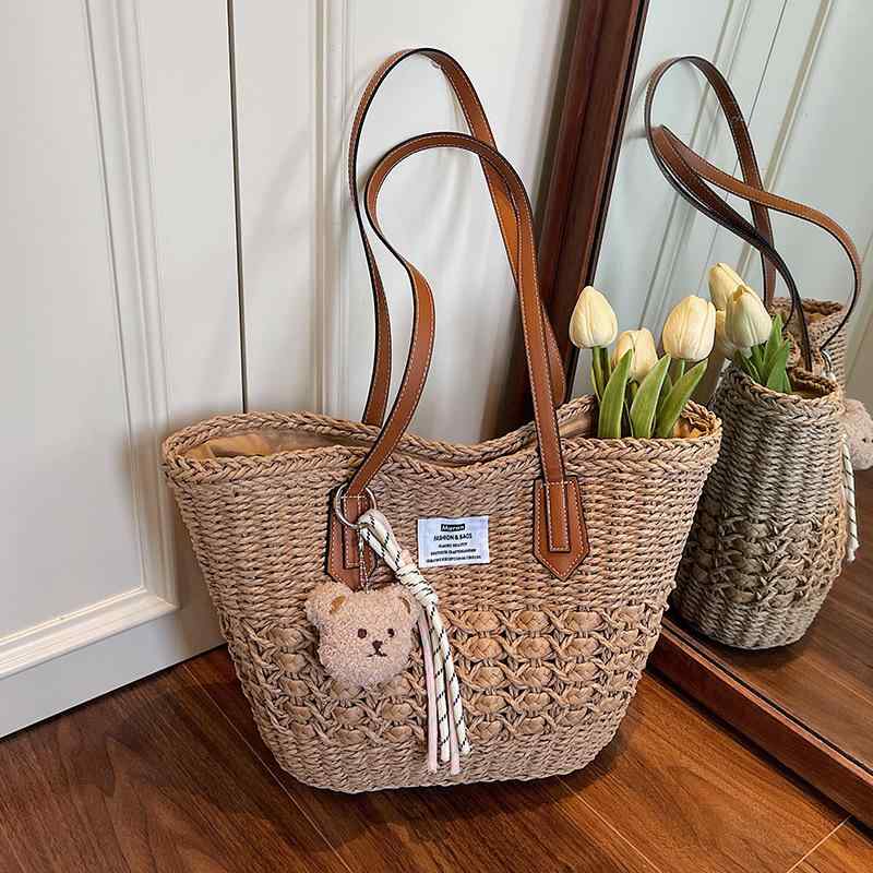 バッグ レディース 春夏 ビーチ リゾート ストローバッグ 通勤 デイリーユース マグネット開閉 ショルダーバッグ ハンドバッグ バスケットバッグ(4.0)