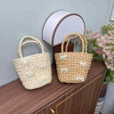 かごバッグ レディース パール リボン付き ラフィア 編み込み バケット型 巾着 ドローストリング 携帯ポケット付き ミニサイズ リゾート ビーチ対応 ショルダーバッグ ハンドバッグ(x3)