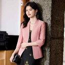 セットアップ レディース ノーアイロン しわになりにくい ノーカラー ジャケット キャミソール ワンピース 春夏 上品 高級感 ピンク 通勤 オフィス フォーマル セレモニー 七分袖 ポリエステル