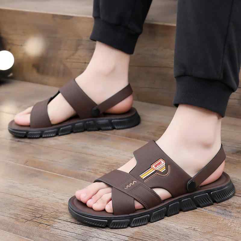 サンダル メンズ 中高年向け 滑り止め フラットソール ビーチサンダル 外履き 2way 春夏 おしゃれ ファッション カジュアル オープントゥ 樹脂製(x2)