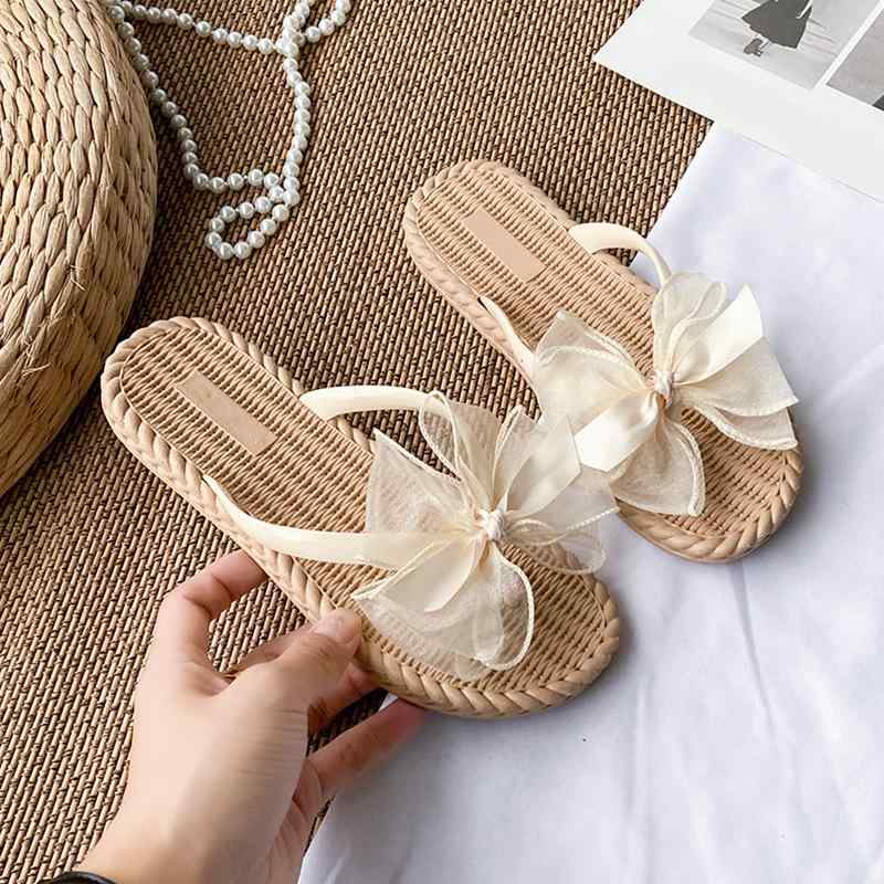 ビーチサンダル レディース 外履き 夏 軽量 防滑 耐摩耗 リボン トング 快適 かわいい PVC素材 普段使い リゾート 旅行 海水浴 歩きやすい