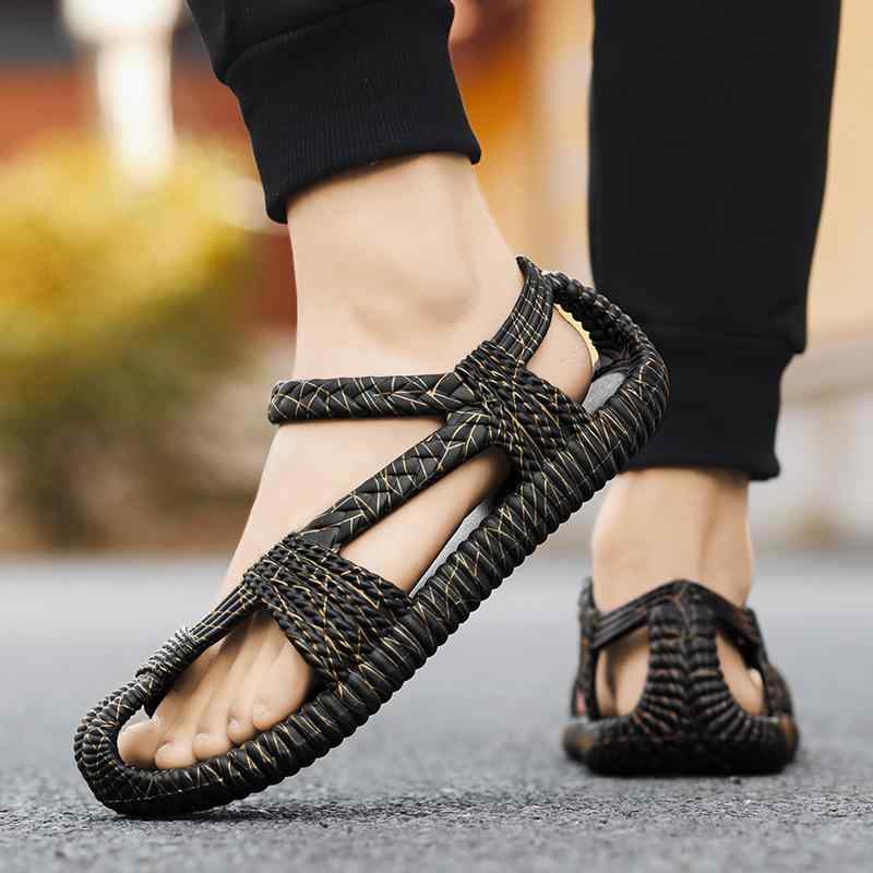 サンダル メンズ 通気性 ベトナム風 春夏 カジュアル アウトドア ドライブ向け 編み込み エスパドリー..