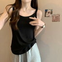 通勤 オフィス 着回し ゆったり ルーズフィット タンクトップ レディース 大きいサイズ ぽっちゃり 黒 ブラック ノースリーブ インナー 重ね着 一枚着 リブ 再生繊維 春夏 デザイン