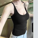 タンクトップ レディース カップ付き ヨガウェア バックオープン セクシー 細見え効果 スポーツウェア フィットネス 綿 ストレッチ 吸汗速乾 トップス ルームウェア 普段使い 春夏秋冬 黒 白 グレー 青 赤(x2)