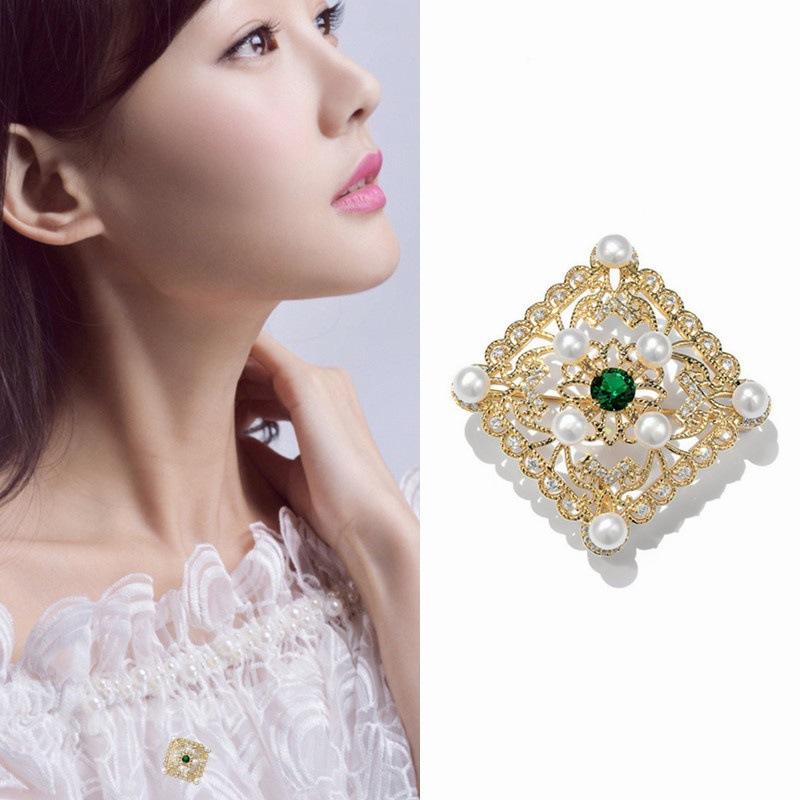 ブローチ レディース 淡水パール 透かし彫り 四角形 宮廷風 レトロ 高級感 おしゃれ 上品 エレガント ..