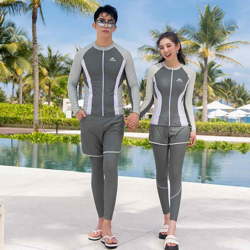 水著 男女兼用 セパレート 長袖 ロングパンツ セットアップ UVカット 速干 體型カバー マリンスポーツ ダイビング サーフィン シュノーケリング プール 海水浴 胸パッド付き ノンワイヤー バイカラー