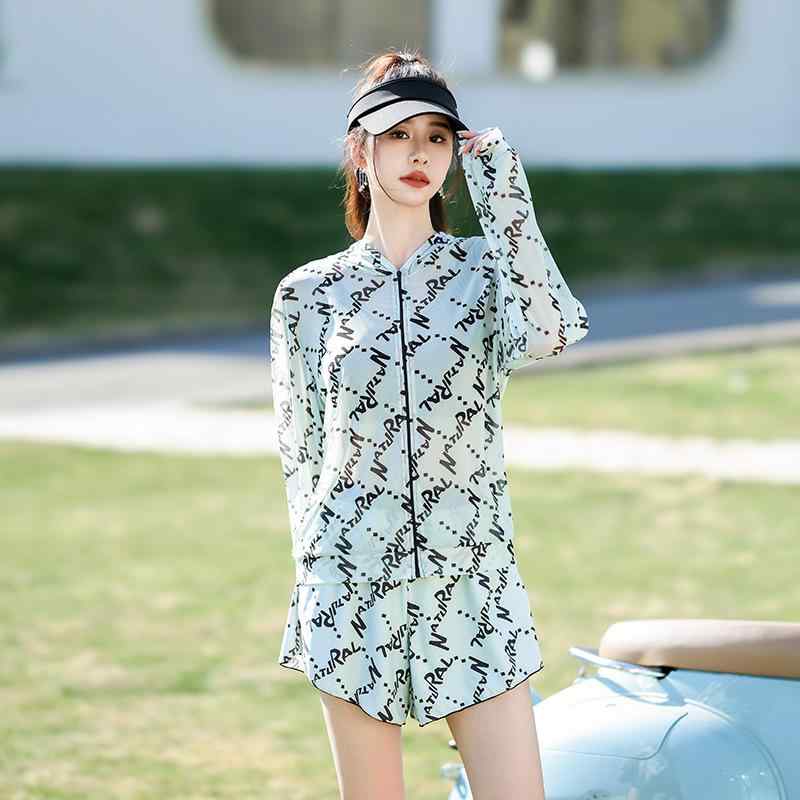 水着 レディース セパレート 3点セット 体型カバー 細見え 露出控えめ カップ付き ノンワイヤー ナイロ..