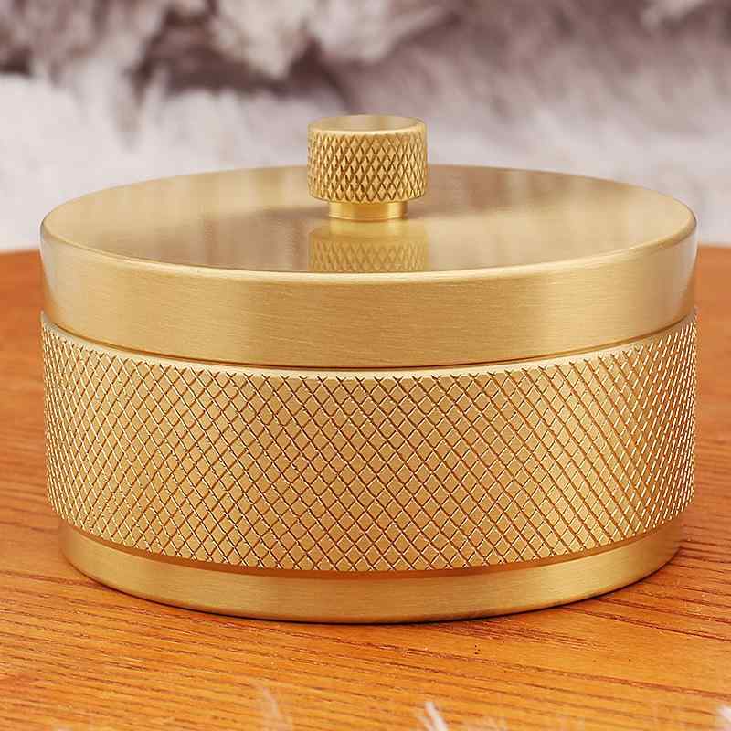 灰皿 真鍮製 蓋付き 車載用 卓上 家庭用 オフィス用 網目模様 メッシュデザイン 高級感 おしゃれ レト..