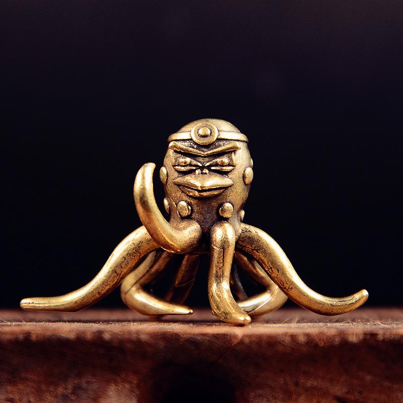 置物 真鍮製 タコ オクトパス 卓上 デスク リビング 玄関 インテリア雑貨 車内飾り ユニークデザイン ..