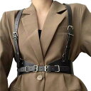 コルセット レディース 女性用 ハーネス パンク ハラジュク系 ウエストマーク ウエストニッパー 編み上げ アウター PUレザー 細身 レトロ クラシック(x2)
