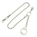 ウォレットチェーン ユニセックス ヒップホップ ストリートファッション シングルレイヤー ラウンドビーズ デニムパンツ用 個性派 パンク 手錠モチーフ シルバーカラー