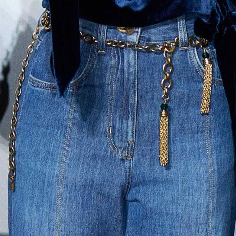 ウエストチェーン ユニセックス 男女兼用 デニムパンツ用 タッセル チェーン パンツチェーン 金属製 編み込み 高級感 シンプル オールシーズン コーデ自在