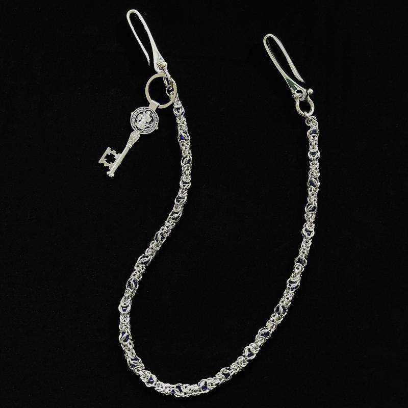 パンツチェーン 男女兼用 ユニセックス パープル 龍骨ビーズ オリジナルデザイン 個性派 ストリート系 ファッション小物 高級感 デニム相性抜群 退廃的 亜鉛合金製