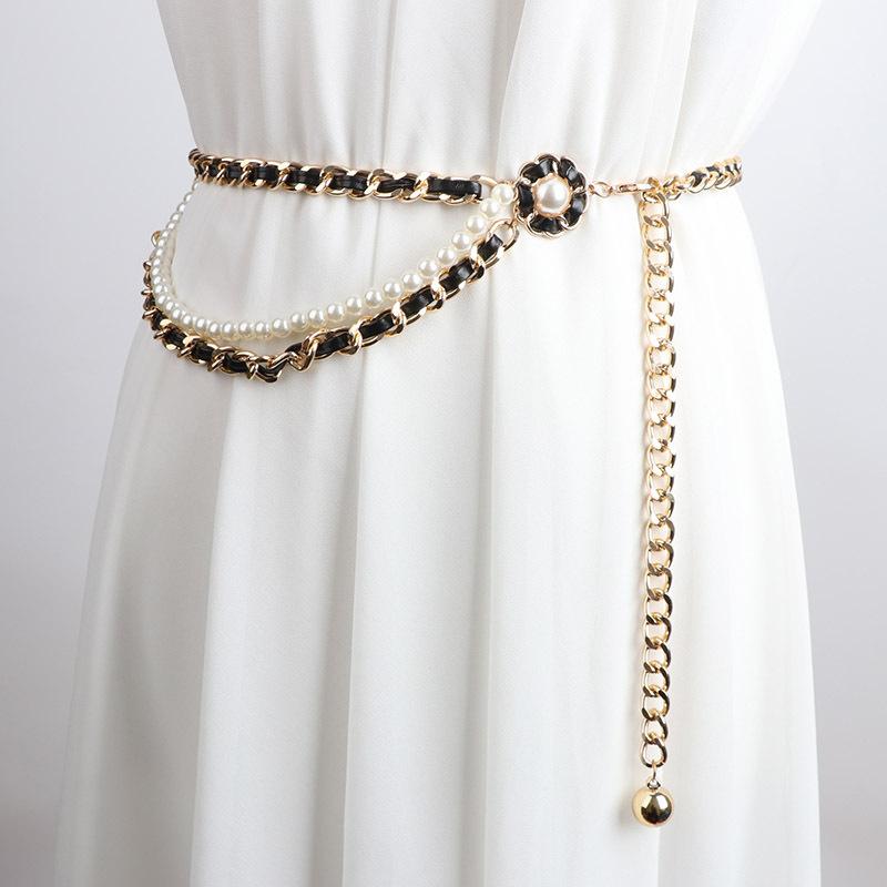 ウエストチェーン レディース 高級感 金属製 シングル カニカン ゴールド シルバー スカート ワンピー..