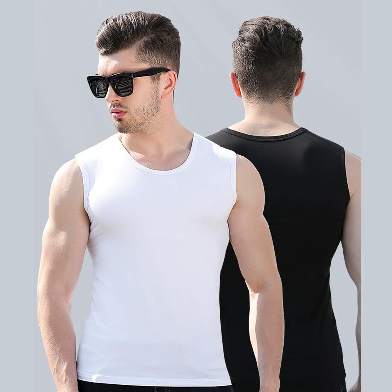 タンクトップ メンズ 吸汗速乾 伸縮性 広肩 ノースリーブ スポーツ ジム トレーニング インナー 肌着 クルーネック ライクラコットン カジュアル 春夏秋