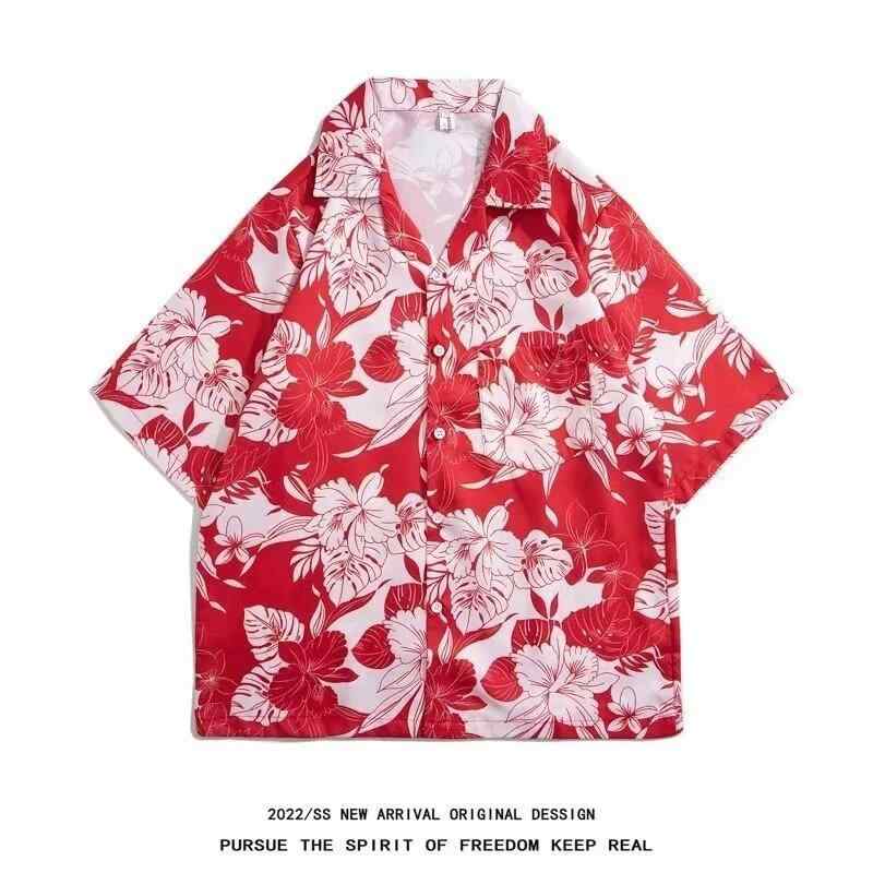 シャツ ユニセックス 半袖 花柄 アロハシャツ ゆったり ルーズフィット ビッグシルエット レトロ ヴィンテージデザイン カジュアル 洗濯機で洗える ポリエステル 春夏