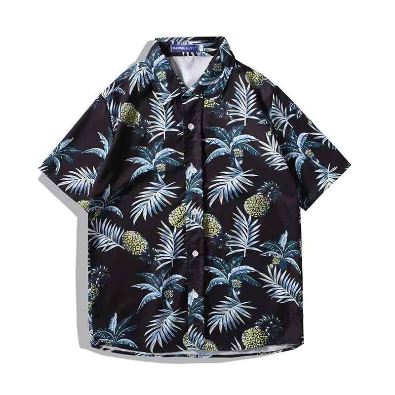 シャツ メンズ 薄手 五分袖 開襟 ハワイアン 花柄 ビーチ リゾート ルーズフィット カジュアル 夏物 シワになりにくい ポリエステル カップルコーデ ホワイト ブラック イエロー
