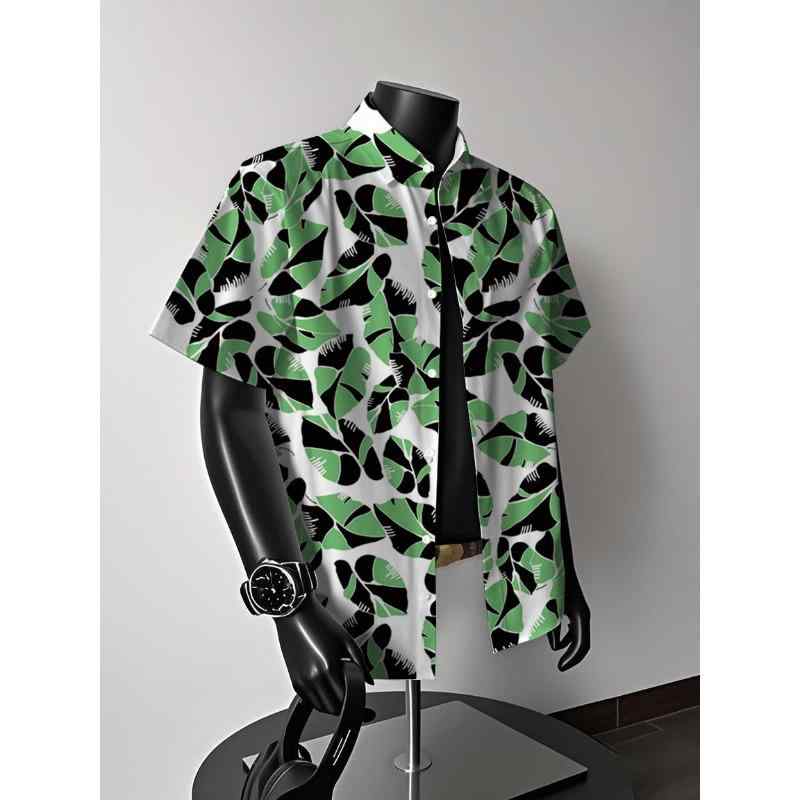 シャツ メンズ 半袖 花柄 アロハシャツ リゾート カジュアル ゆったり 涼しい 襟付き リネン 春夏 ビーチ 旅行 洗濯機OK 東南アジア風