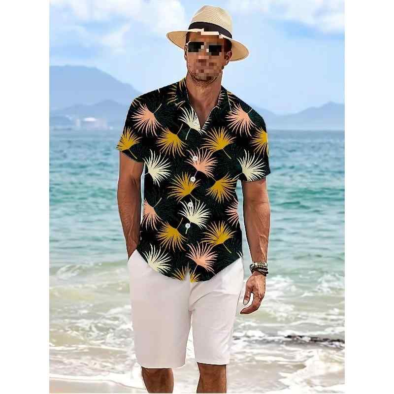 シャツ メンズ 半袖 ハワイアン柄 開襟シャツ リネン 麻素材 薄手 ゆったり ルーズフィット ボタニカル柄 アロハシャツ 洗濯機OK ノーアイロン ビーチ リゾート カジュアルスタイル