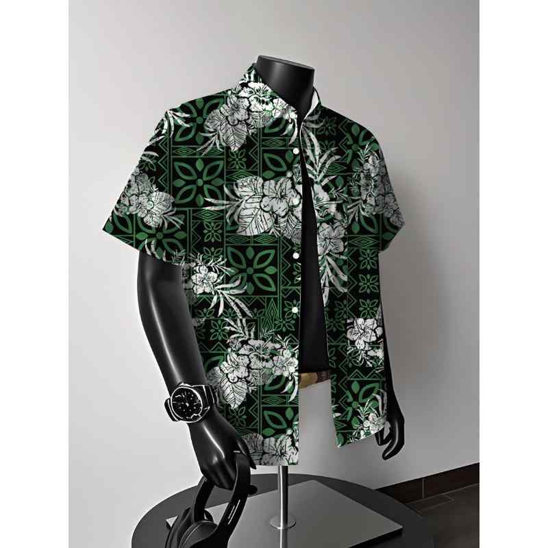 シャツ メンズ 半袖 花柄 オープンカラー リゾート ビーチ ハワイアン 薄手 ゆったり ルーズフィット ..