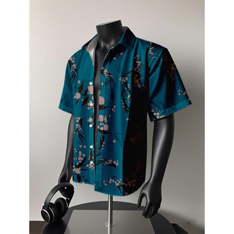 シャツ メンズ 洗濯機洗い可 シワになりにくい 薄手 半袖 ゆったり リネン混 開襟 オープンカラー チャ..