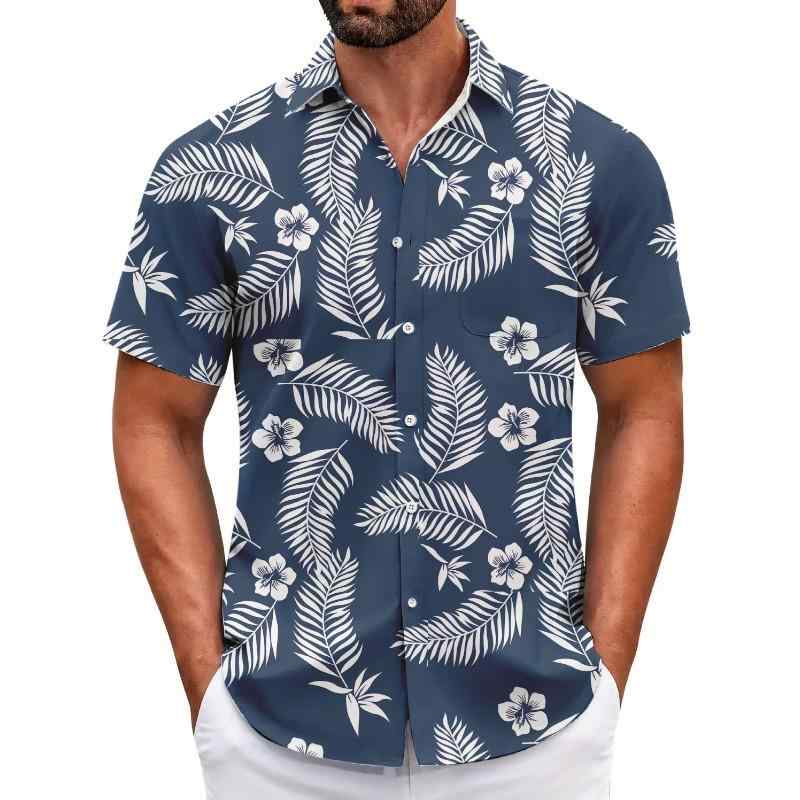 シャツ メンズ 接触冷感 ゆったり 花柄 半袖 ノーアイロン 洗濯機洗い可能 春夏 ビーチ リゾート おし..