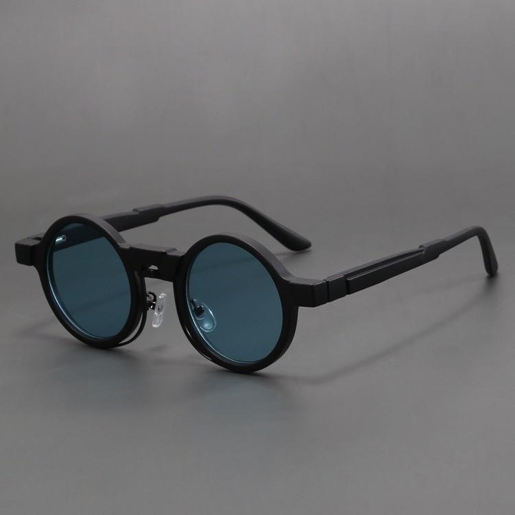 サングラス ユニセックス スチームパンク ラウンド 個性的 UV400カット ブラックレンズ ブラックフレーム フルリム ドライブ 運転 釣り レジャー サイクリング ヒップホップ ストリート系 インフルエンサー ファッション アイウェア(x2)