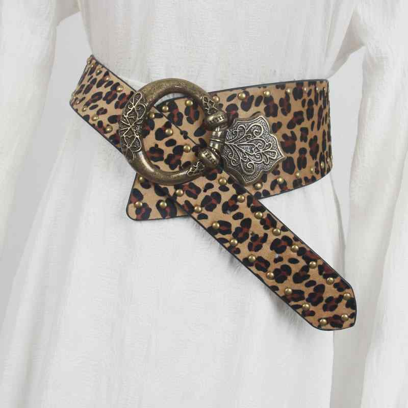 サッシュベルト レディース ウエストマーク 細見え ウエストシェイプ スタイルアップ ヒョウ柄 フェイクレザー 幅広 ワンピース コート アウター 幅広いコーデ カジュアル きれいめ(x2)