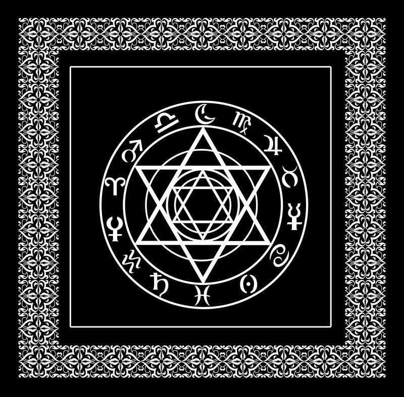 タロットクロス 不織布 滑り止め 軽量 コンパクト 持ち運び便利 占い カードリーディング ボードゲーム用 練習用 正方形 黒 紫 模様入り 49cm角(x2)