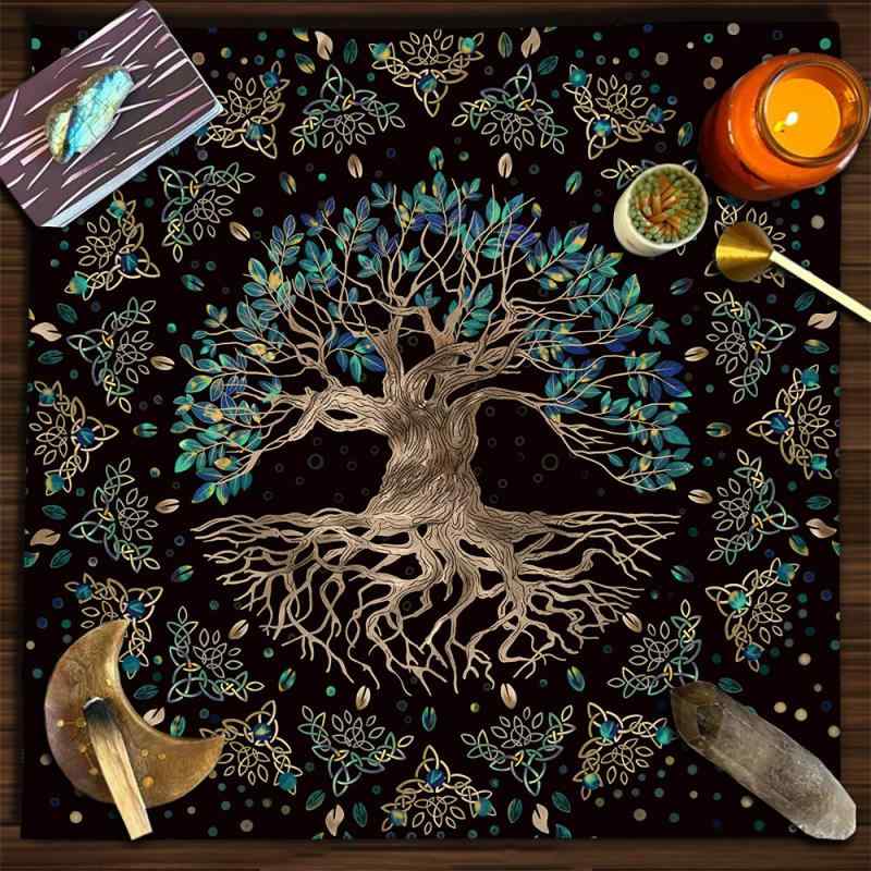 テーブルクロス タペストリー兼用 フランネル生地 厚手 滑り止め タロットカード マンダラ 生命の樹 星座 蝶 キノコ コットン おしゃれ レトロ ディスプレイ イベント 占い 瞑想