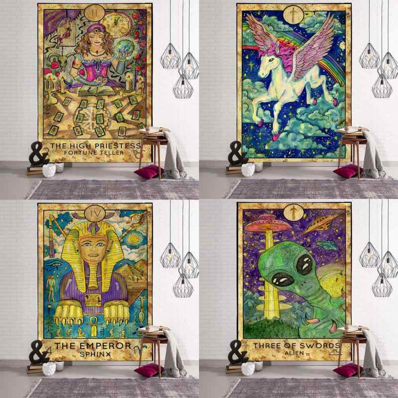 タペストリー タロットカード カラフル 壁掛け ウォールデコレーション インテリア おしゃれ レトロ 北欧風 ポリエステル ウォッシャブル リビング 寝室 書斎 抽象柄