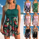 水着 レディース 体型カバー プラスサイズ 花柄 速乾 セパレート ビキニ パッド付き ノンワイヤー 欧米風 リゾート プール ビーチ