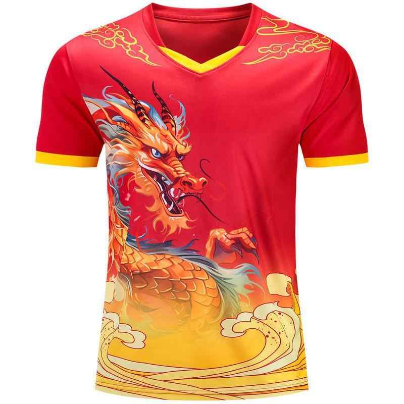 スポーツウェア ユニセックス 龍柄 吸汗速乾 半袖 トレーニング 練習 試合用 ドラゴンボート サッカー ..