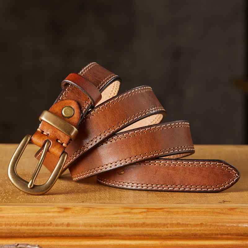 ベルト レディース 本革 牛革 ピンバックル ハンドメイド 手縫い 植物タンニンなめし ウォッシュ加工 ..