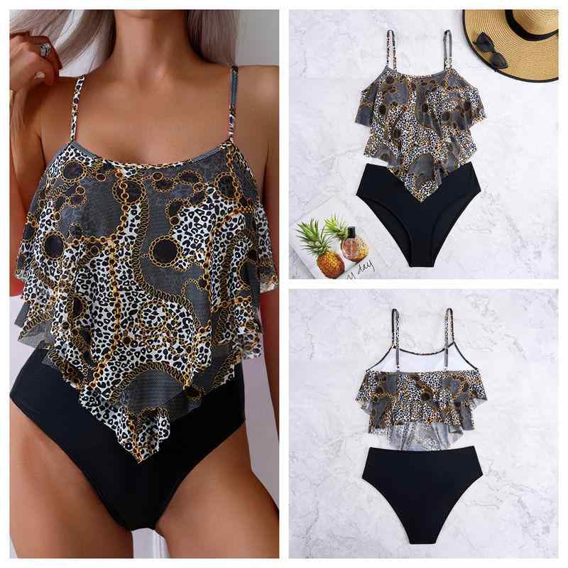 水着 レディース タンキニ セパレート 欧米風 プリント ハイウエスト ハイカット 速乾 胸パッド付き ノ..