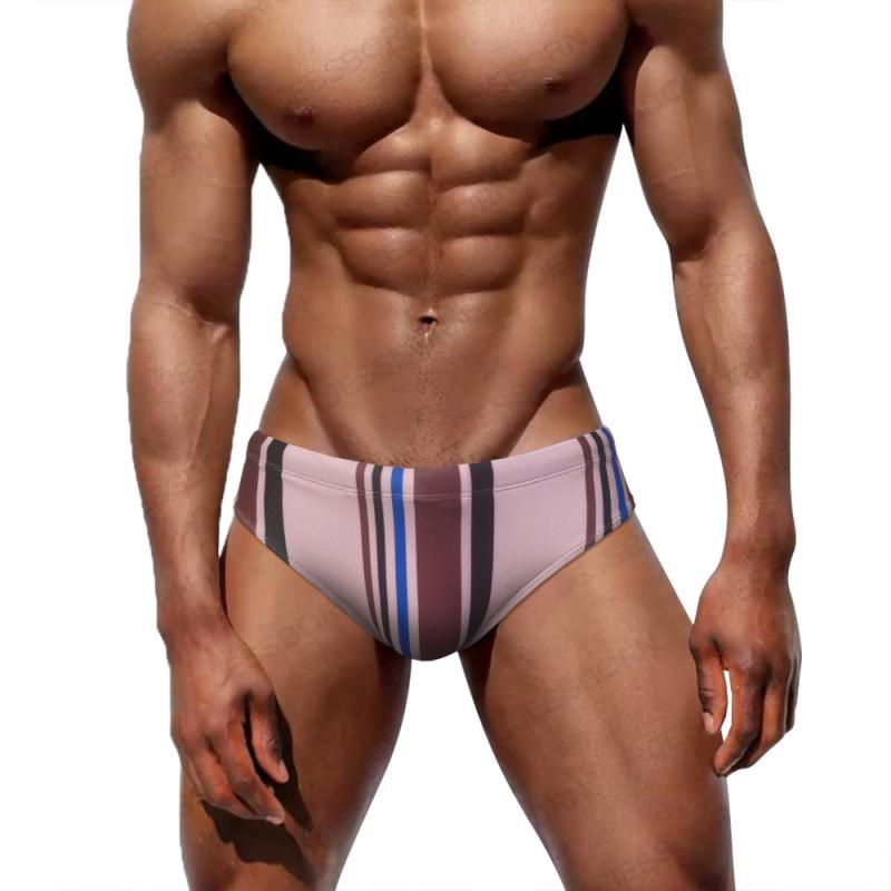 水着 メンズ セクシー ローライズ ストライプ レトロ プリント 総柄 三角 スイムブリーフ 海水パンツ 温泉 ビーチ プール 速乾 ポリエステル素材 カジュアル リゾート(x2)