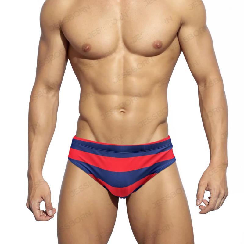 水着 メンズ ローライズ 三角水着 レッドブルーストライプ スイムウェア スポーツ プール ビーチ 海水浴 ジム 男性用 おしゃれ(x2)