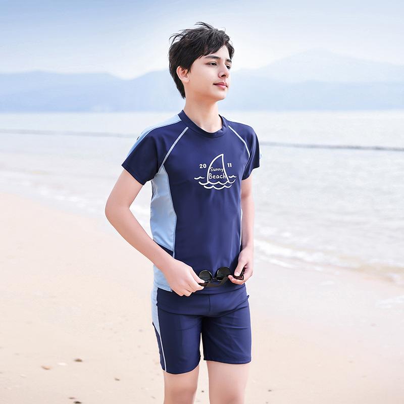 水着 男の子 大きいサイズ セパレート スポーツ スイミングウェア ボクサーパンツ型 5分丈 ハーフパン..