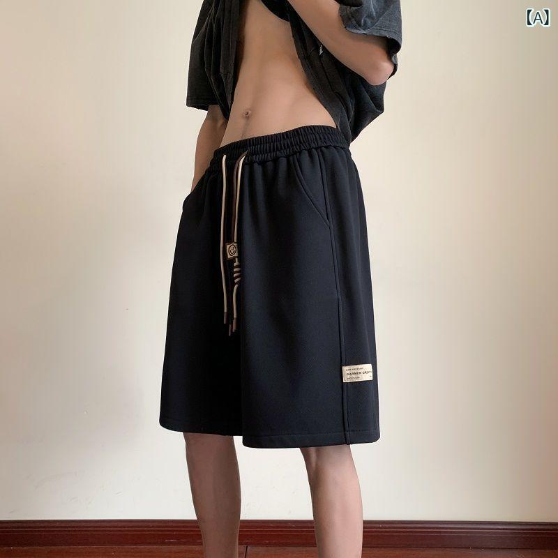 ハーフパンツ メンズ ワッフル生地 薄手 軽量 ゆったり ストレート 五分丈 カジュアル スポーツ デイリーユース ポリエステル素材 ストレッチ 春夏