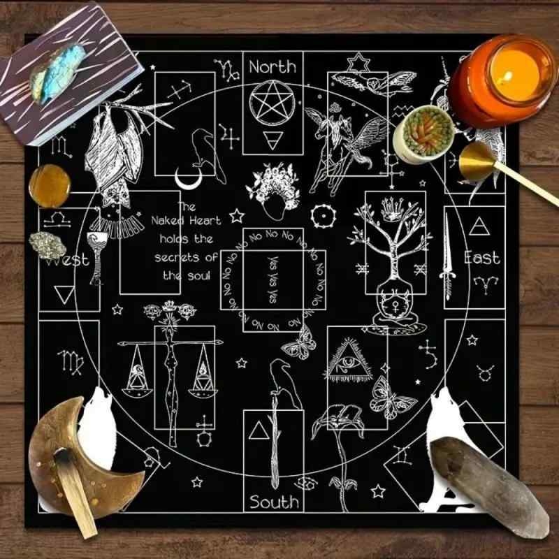 タロットクロス 十二星座 リーディングマット 正方形 マルチカラー ポリエステル 北欧風 ボタニカル 花柄 インテリア 部屋 寮 装飾用(x7)