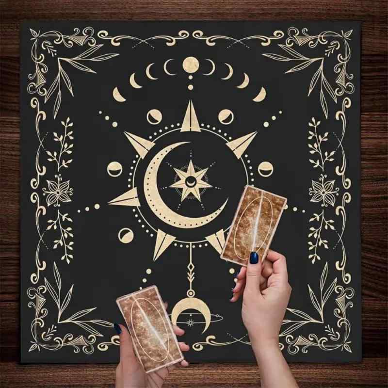 テーブルクロス タロット 占い 瞑想 六芒星 月相 インテリア装飾 リビング 寝室 部屋飾り ポリエステル..