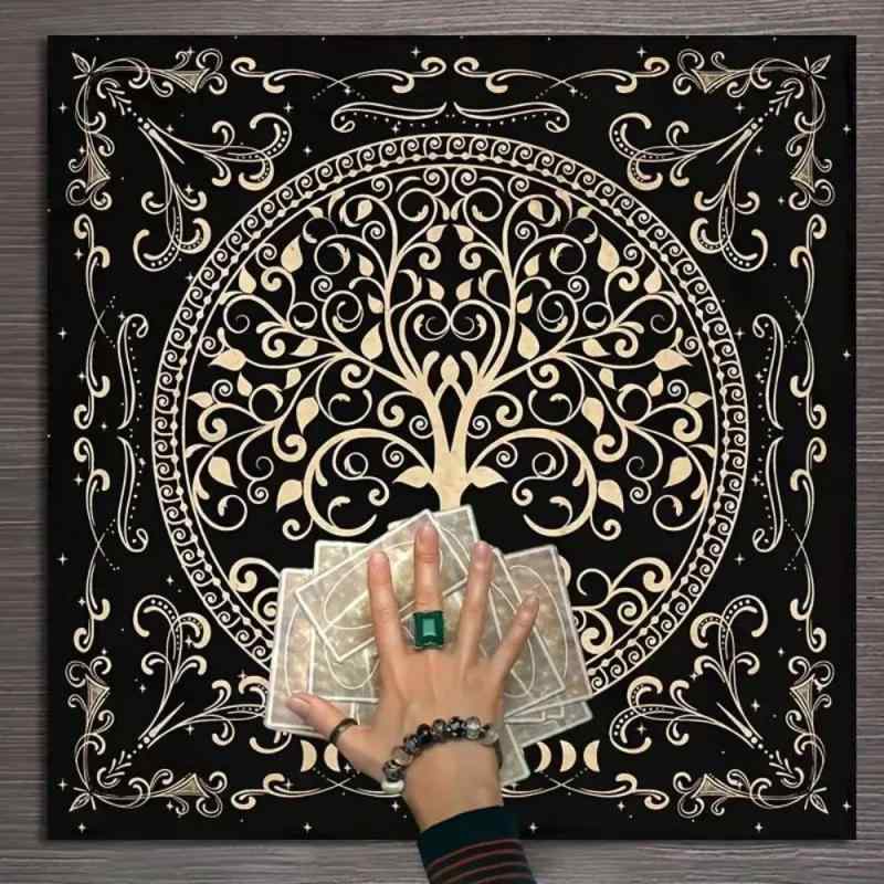 テーブルクロス タロットクロス 生命の樹 月相 神秘的 北欧風 おしゃれなインテリア飾り布 ポリエステ..