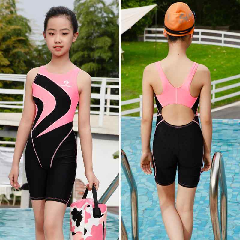 水着 女の子 ジュニア 競技用 高ストレッチ ナイロン素材 ワンピース 練習用 小中学生 スイムウェア 取り外し可能パッド付き